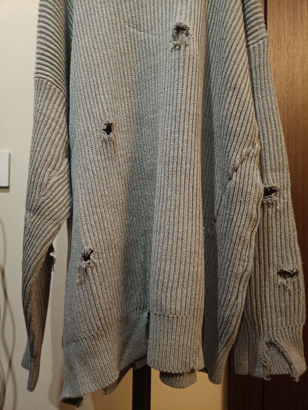 Hed Mayner Oversized distressed turtleneck knit sweater