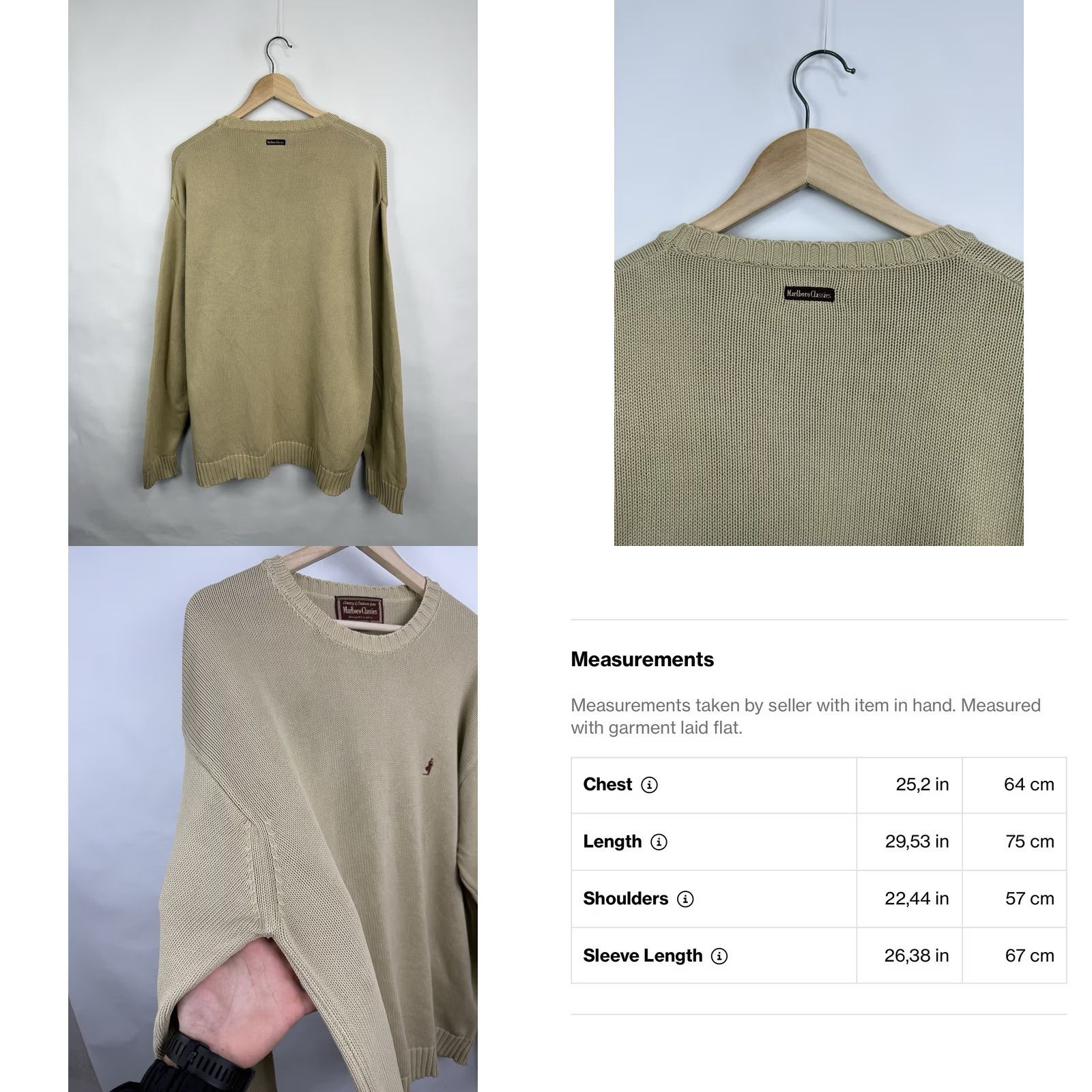 Marlboro VINTAGE Marlboro Classics Sweater Adult XXL Beige Knit 90s Mens Size US XXL / EU 58 / 5 - 8 Thumbnail