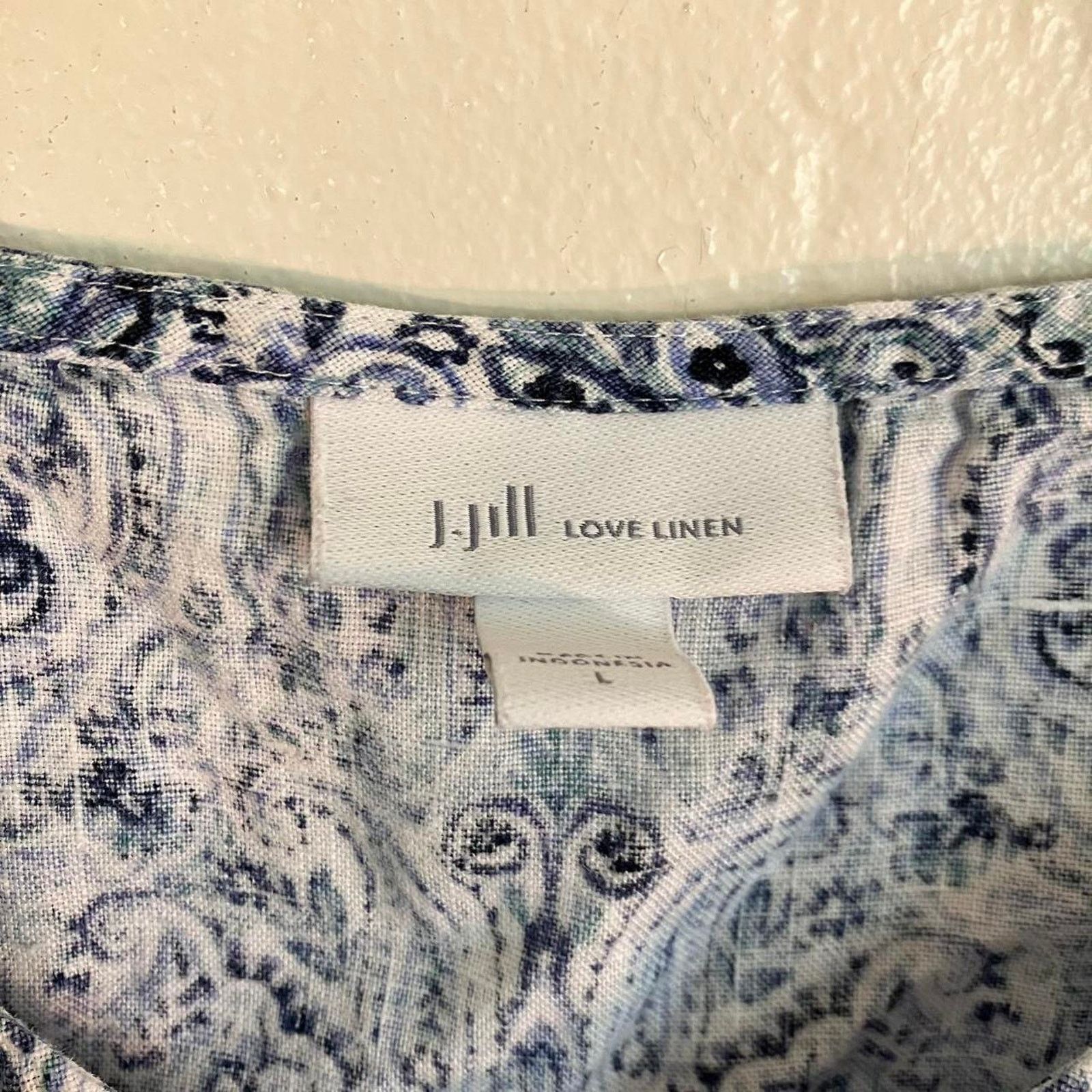J. Jill J. Jill Love Linen White Paisley Sleeveless Dress Size L / US 10 / IT 46 - 2 Thumbnail