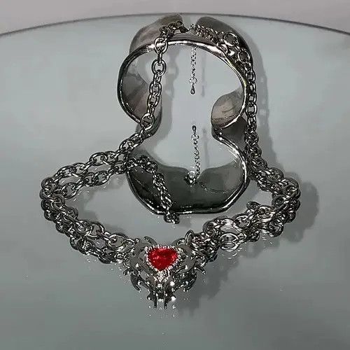 Other Electro Chain Crystal Heart Silver Abstract Star Pop Fantasy Size ONE SIZE - 3 Thumbnail