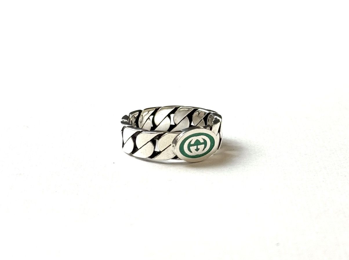 Gucci Gucci .925 Silver Link Ring Green Size ONE SIZE - 2 Thumbnail