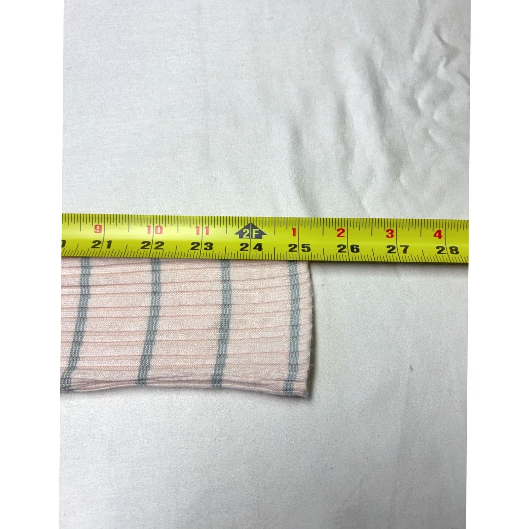 Vince Vince Womens Ribbed Long Sleeve Striped Top Pink Grey Crew Neck Size S Size S / US 4 / IT 40 - 7 Thumbnail