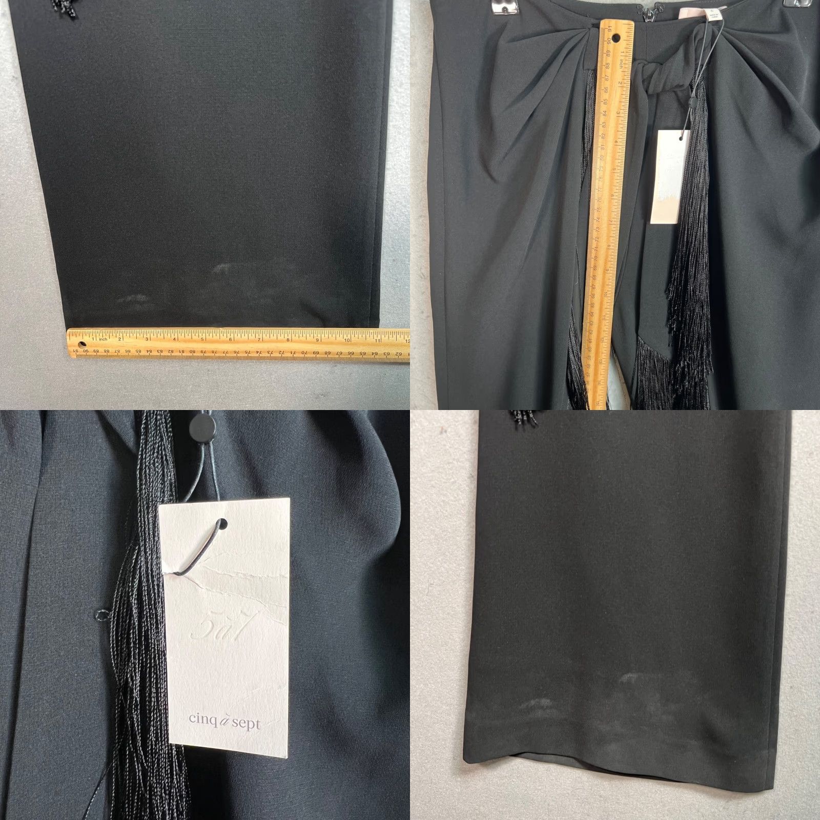 VINTAGE Cinq À Sept Womens Pants Fringed High-Waisted Wide-Leg Black 6 Tricetate Polyester Dress Pants Womens