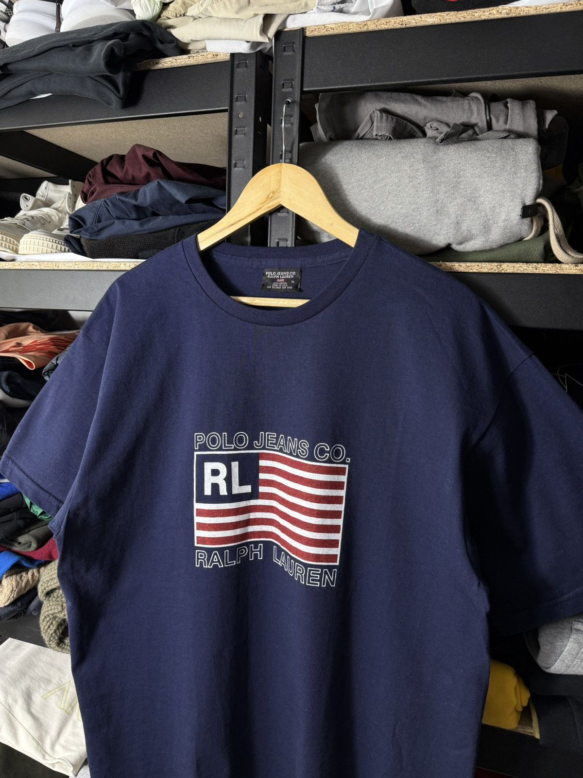 Polo Ralph Lauren Vintage Polo Jeans Co Ralph Lauren T Shirt USA Flag Logo Tee Size US XL / EU 56 / 4 - 2 Thumbnail