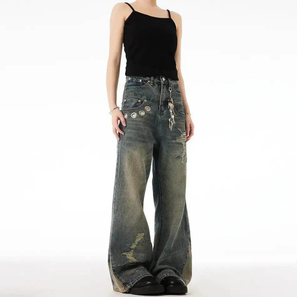 Japanese Brand Retro loose high street straight leg jeans Size US 32 / EU 48 - 2 Thumbnail
