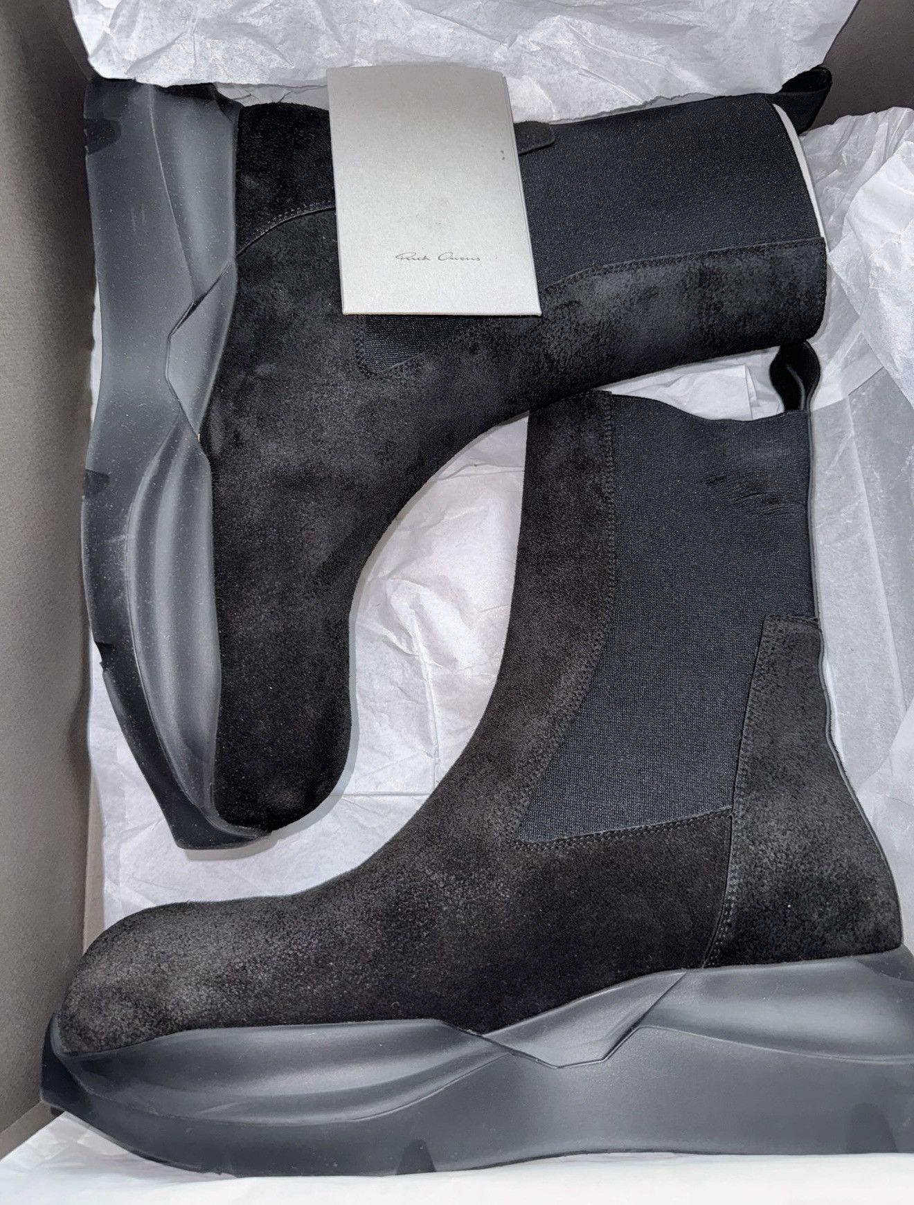 Rick Owens *RARE* RICK OWENS Black Suede Edfu Beatle Chelsea Boots Size US 8 / EU 41 - 4 Thumbnail