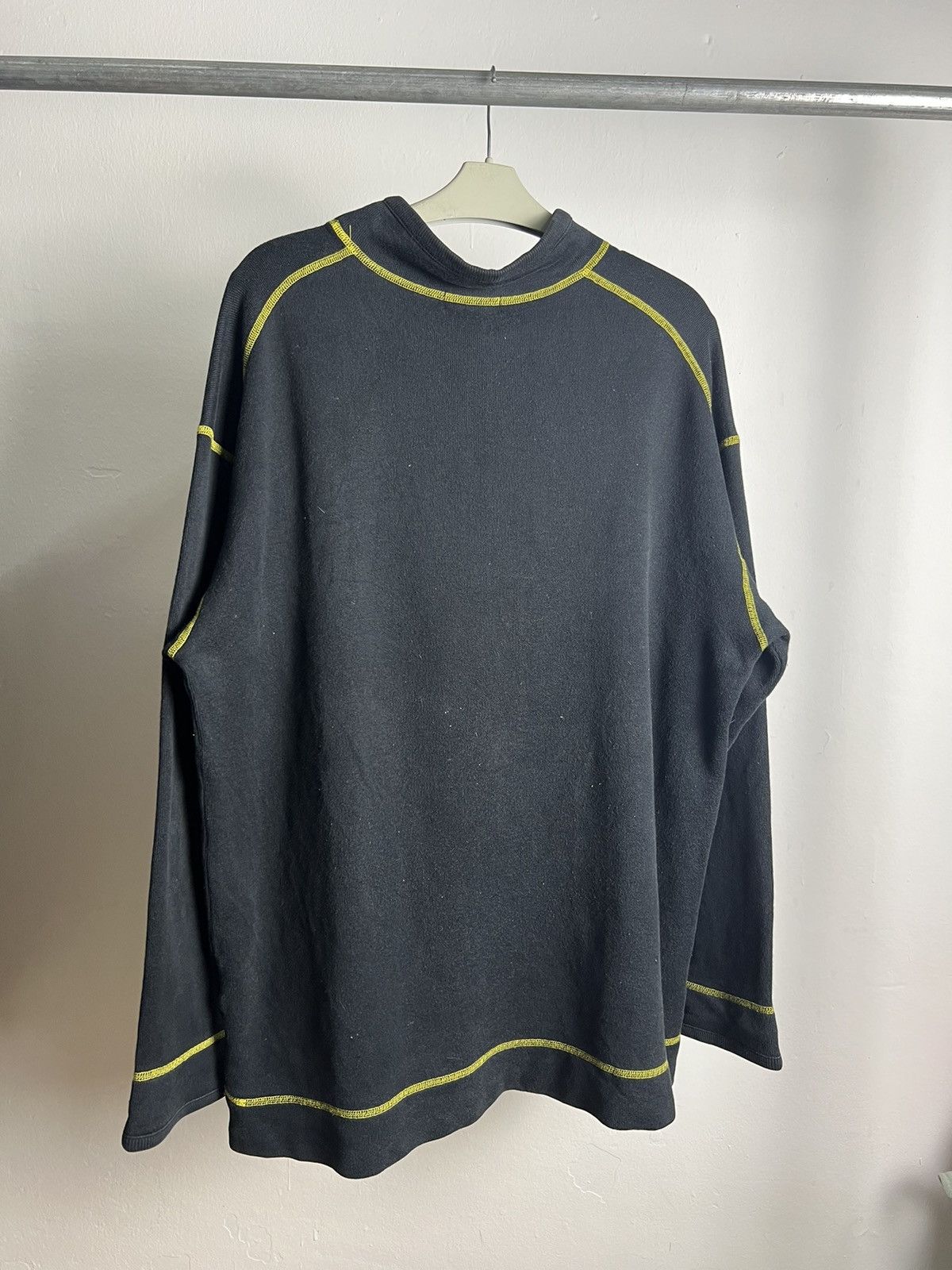 Issey Miyake × Vintage 1990s Issey Miyake Contrast Stitch Mock Neck Sweatshirts Size US L / EU 52-54 / 3 - 5 Thumbnail