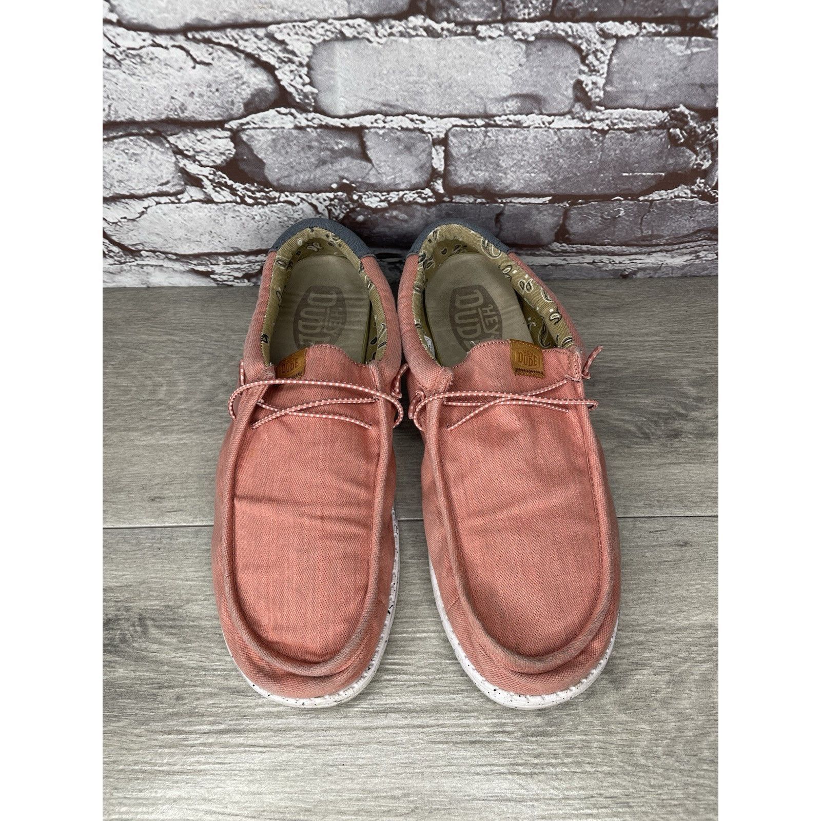 Other Hey Dude Shoes Wally Washed Pink Fabric Slip On Comfort Shoe Size US 13 / EU 46 - 2 Thumbnail