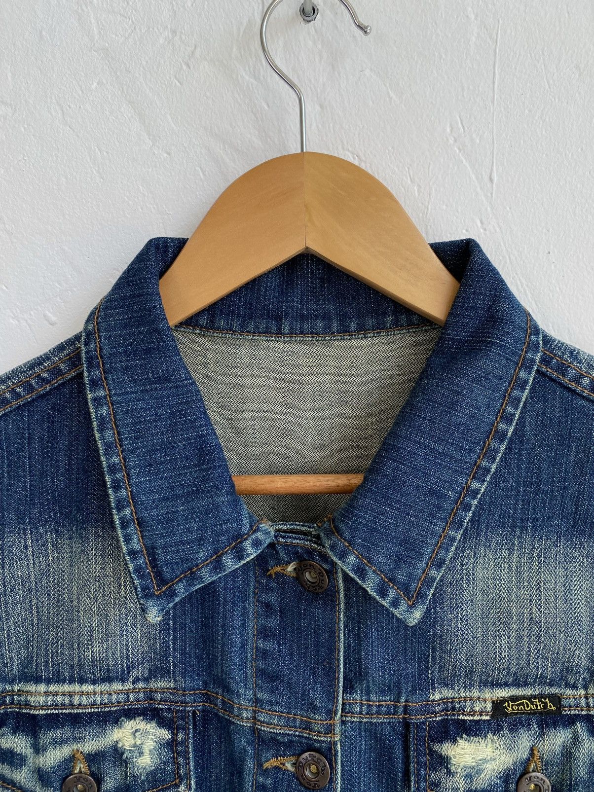 Ed Hardy × Vintage × Von Dutch Von Dutch Distressed Denim Jacket Y2K Size XS / US 0-2 / IT 36-38 - 6 Thumbnail
