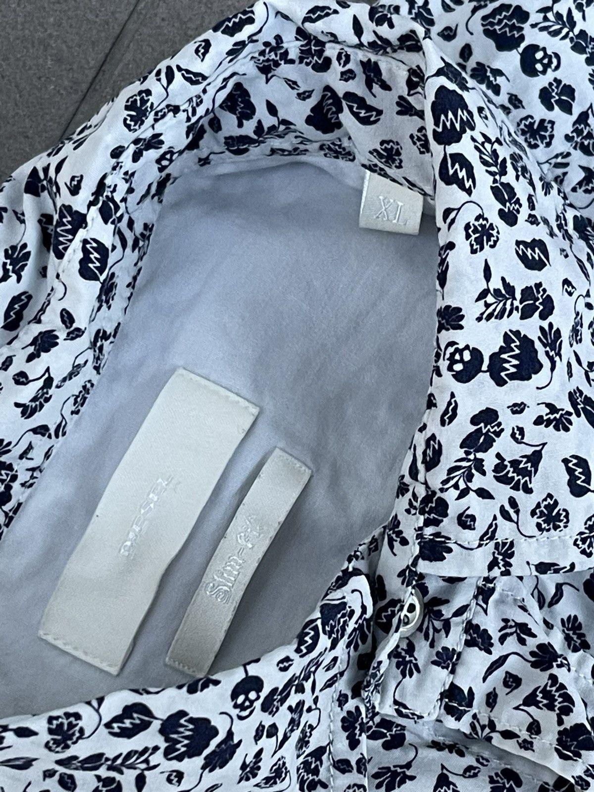 Diesel Diesel Floral Skull All Over Print White Black Shirt Size US L / EU 52-54 / 3 - 16 Thumbnail