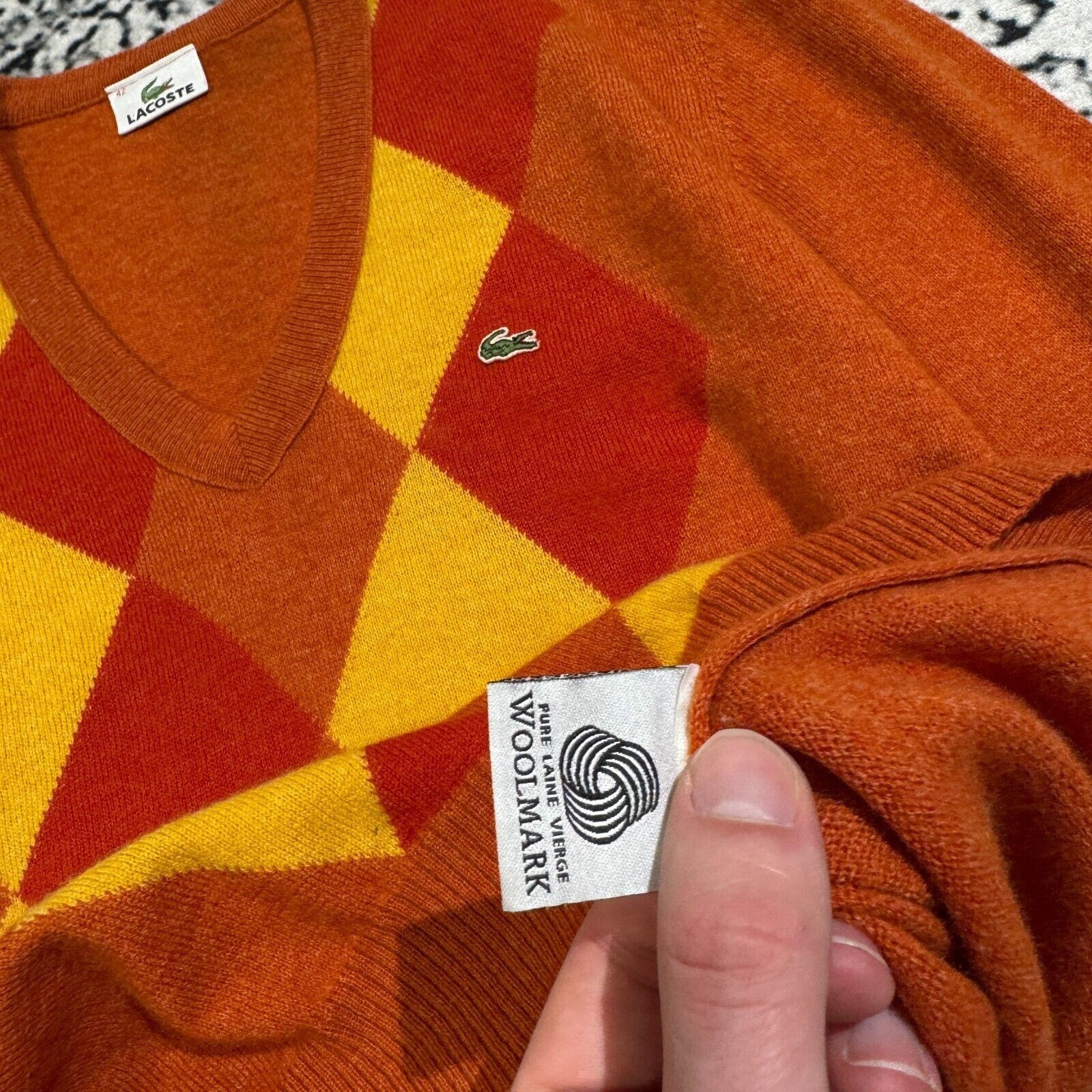 Lacoste × Vintage Vintage Lacoste Unisex Orange Yellow Red Wool Sweater Size S Size US S / EU 44-46 / 1 - 9 Thumbnail