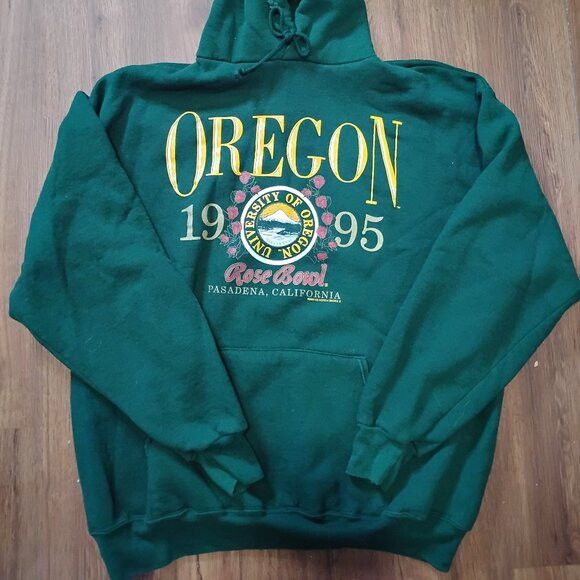 Jerzees Vintage Oregon Ducks Rose Bowl 1995 Hoodie Sweatshirt Size US XL / EU 56 / 4 - 3 Thumbnail