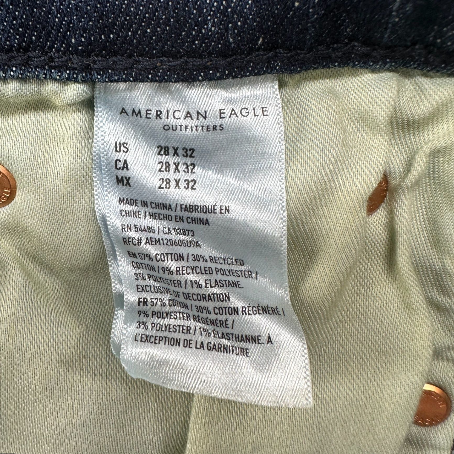 American Eagle Outfitters American Eagle Jeans Men 28x32 Blue Slim Fit Straight Leg Dark Wash Airflex Plus Size US 28 / EU 44 - 5 Thumbnail