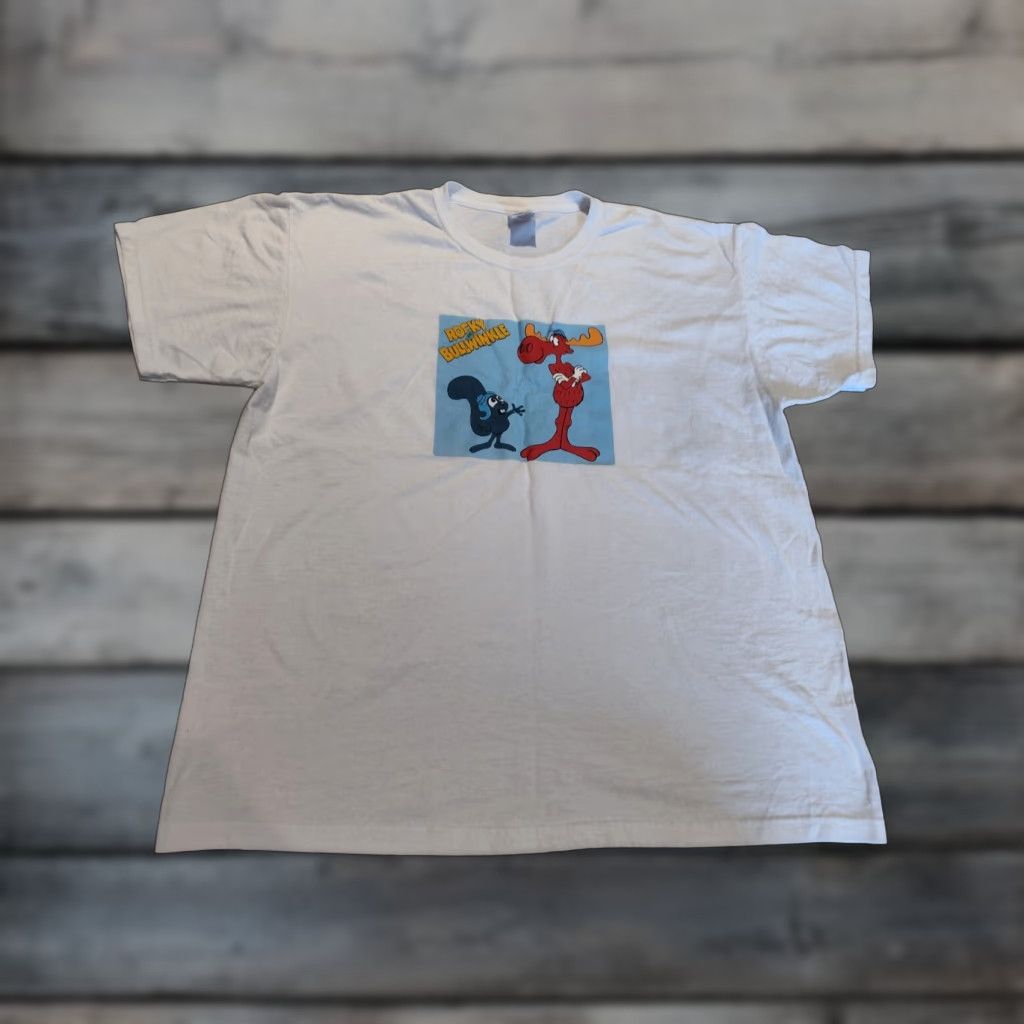 Fruit Of The Loom VINTAGE Fruit of the Loom Rocky & Bullwinkle Graphic T-Shirt White Size XL 90s Cartoon Mens Size US XL / EU 56 / 4 - 1 Thumbnail