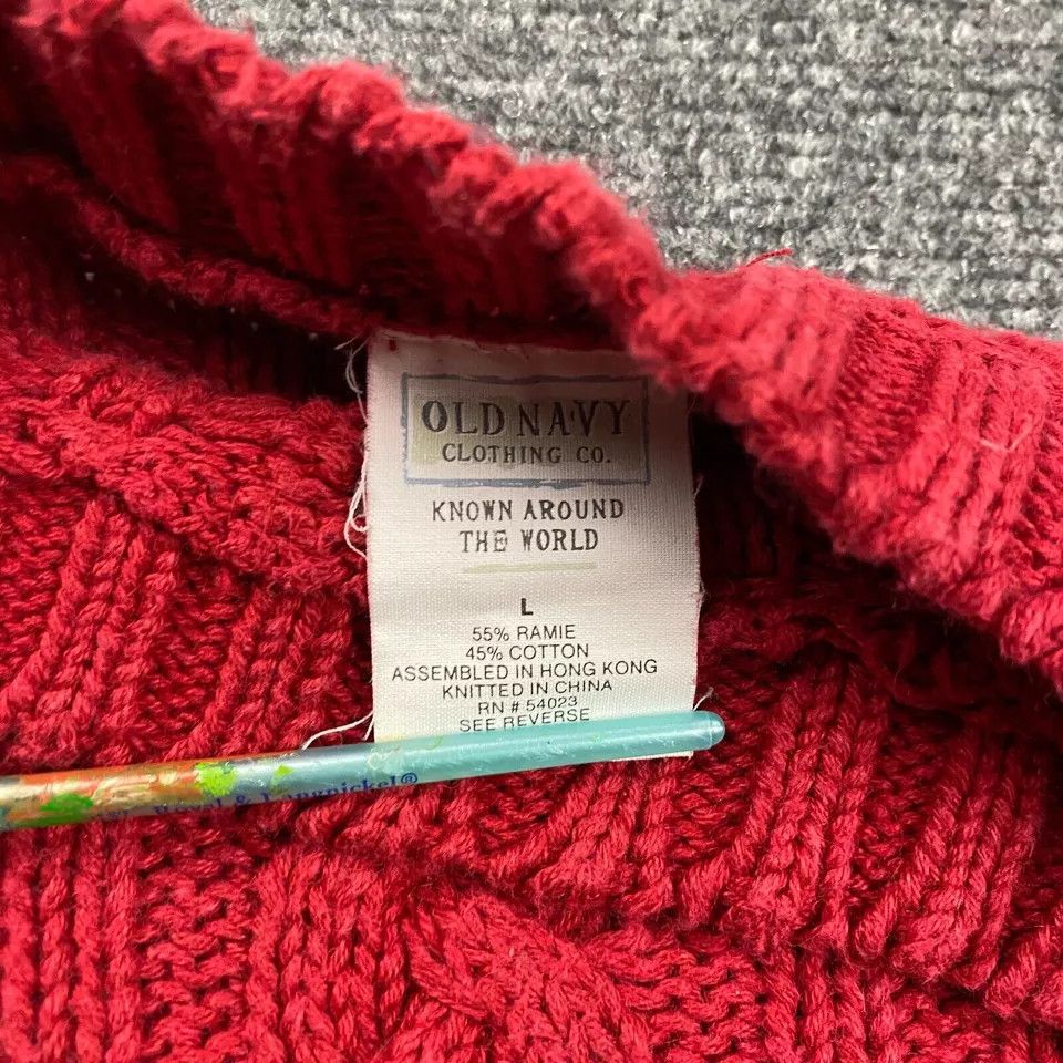 Old Navy × Vintage Old Navy Sweater Womens Large Cable Knit Chunky Ramie Size L / US 10 / IT 46 - 3 Thumbnail