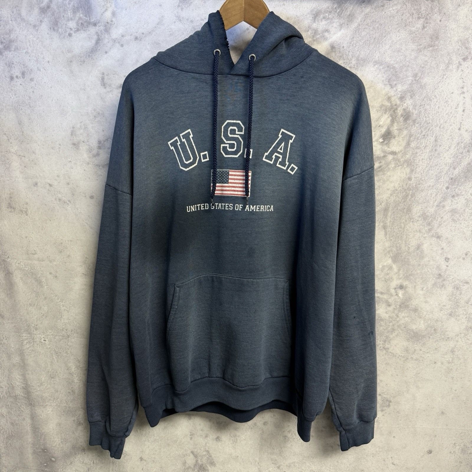 Vintage Vintage USA Hoodie Sweatshirt Mens XL 25.5x26 Faded Blue Y2K Size US XL / EU 56 / 4 - 2 Thumbnail