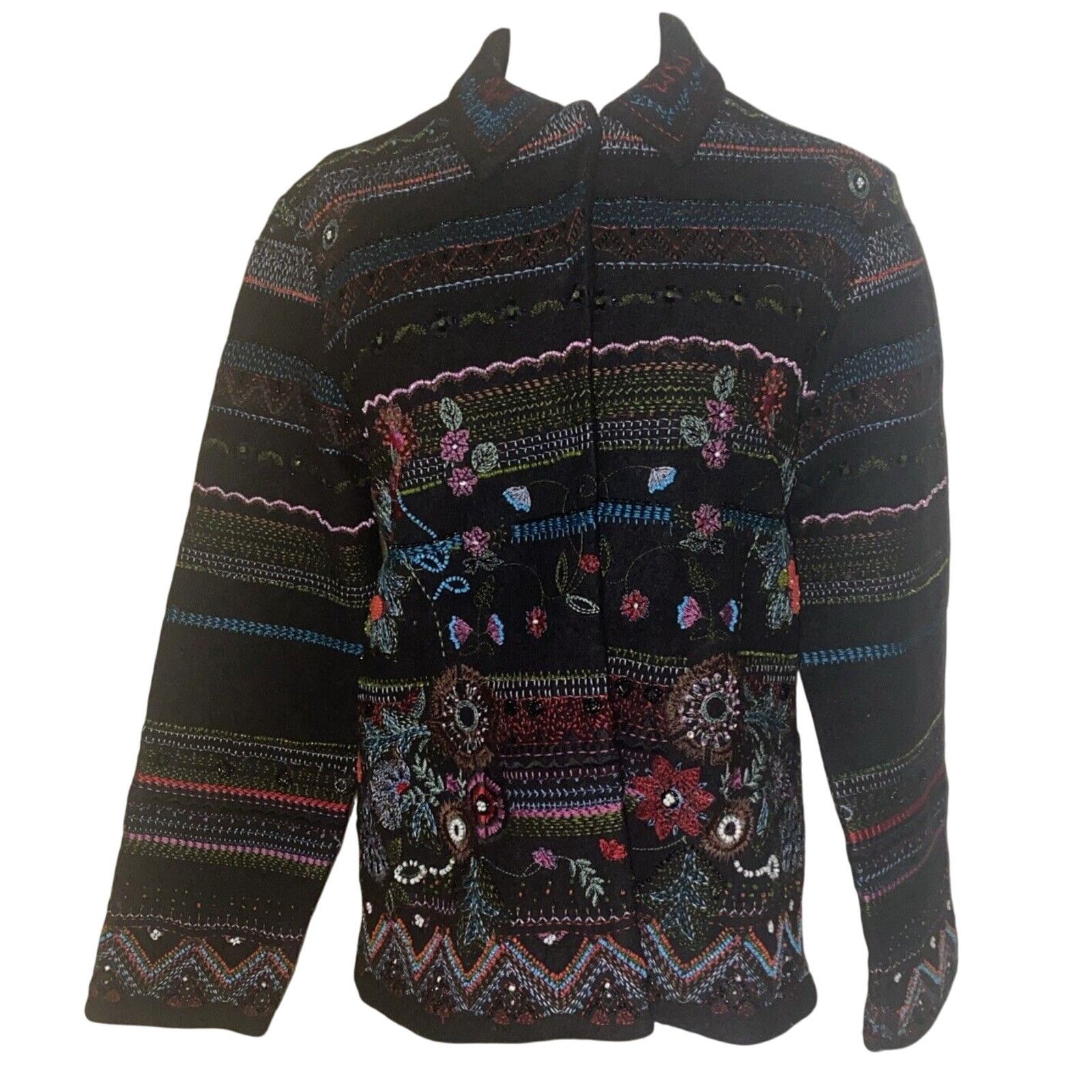Chicos CHICO'S Beaded Embroidered Wool Blend Jacket Sz 0 Size XS / US 0-2 / IT 36-38 - 1 Thumbnail