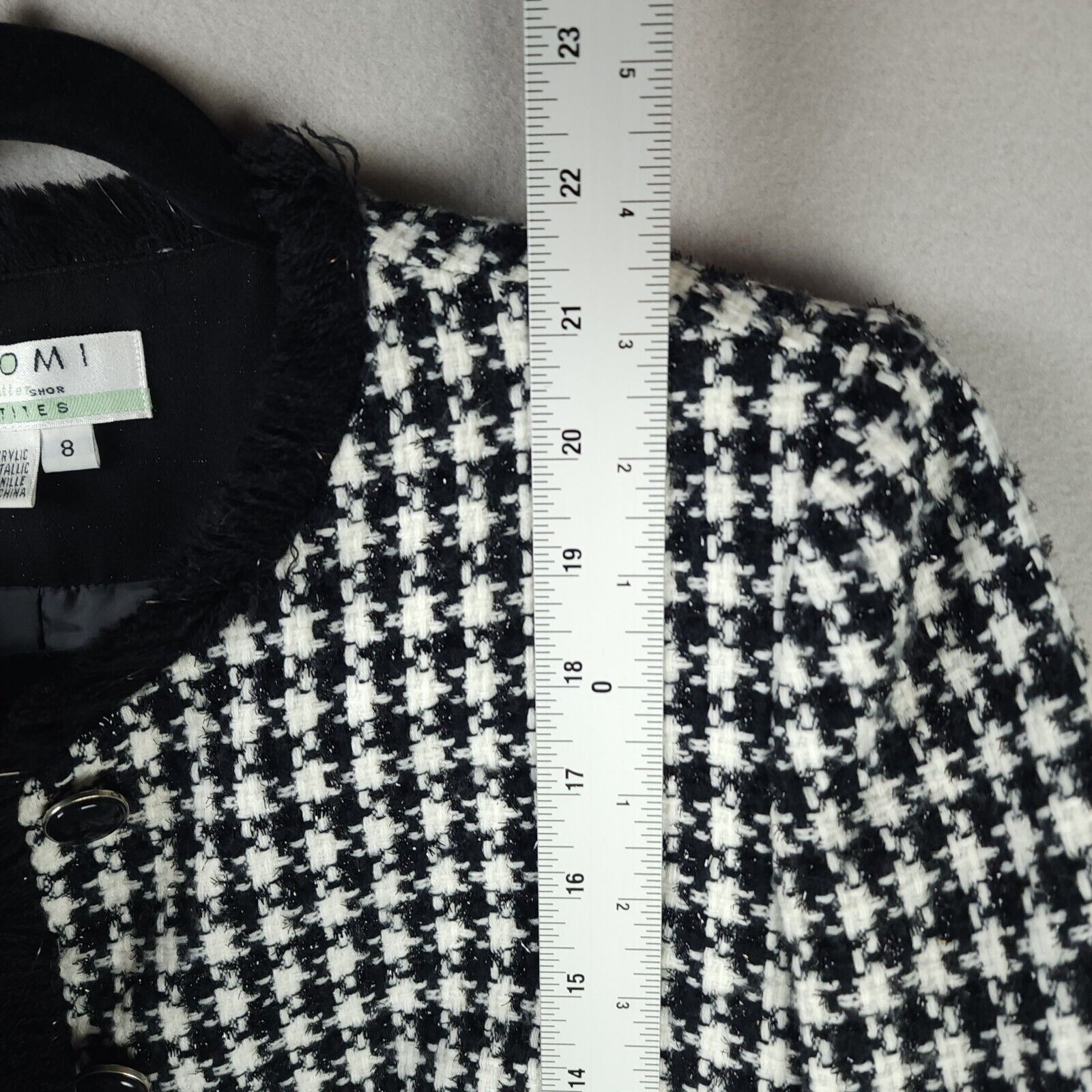 Vintage Shomi Petites Black & White Check Short Jacket- Size 8 Size M / US 6-8 / IT 42-44 - 3 Thumbnail