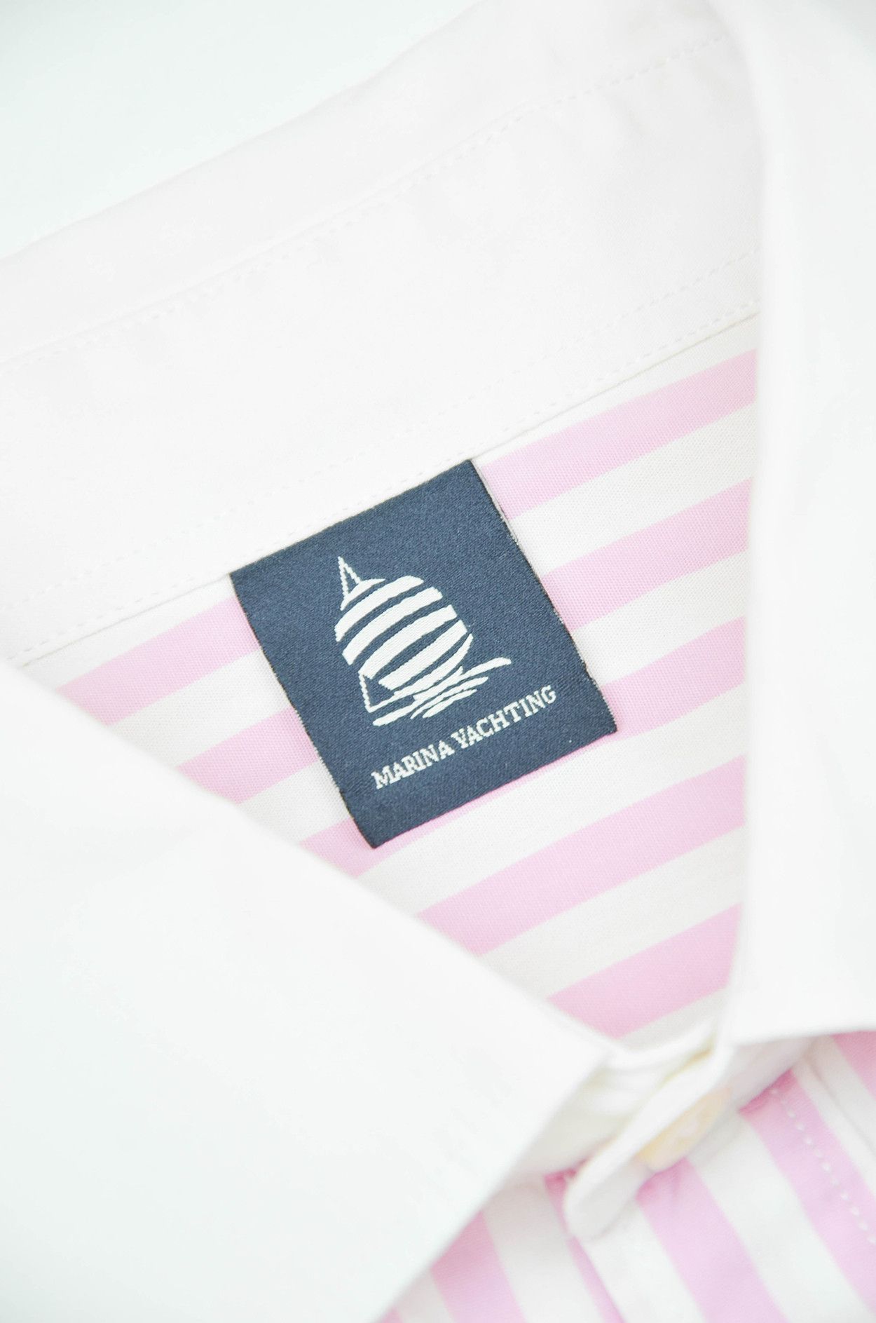 Designer Marina Yachting Striped Pink White Cotton Casual Shirt M Size US M / EU 48-50 / 2 - 8 Thumbnail