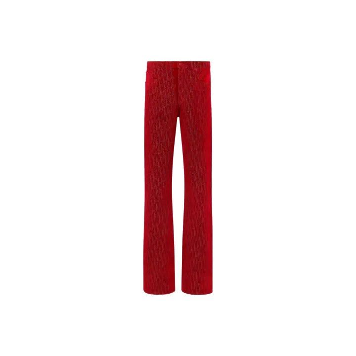 Dior Dior Red High-Waisted Cartoon Embroidered Jeans 0079 Size US 30 / EU 46 - 1 Thumbnail