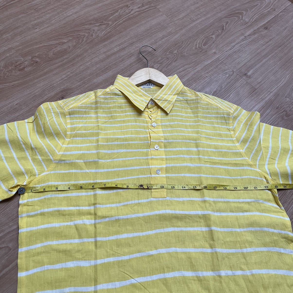 Hermes Vintage Hermes Paris Half Button Ups Linen Shirt Yellow Size US L / EU 52-54 / 3 - 14 Thumbnail