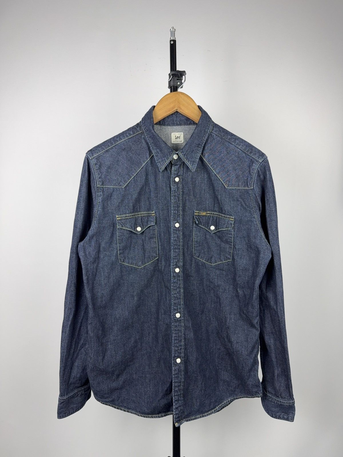 Lee Lee Slim Western Cowboy USA Denim Shirt Blue Snap Button L Size US L / EU 52-54 / 3 - 1 Thumbnail