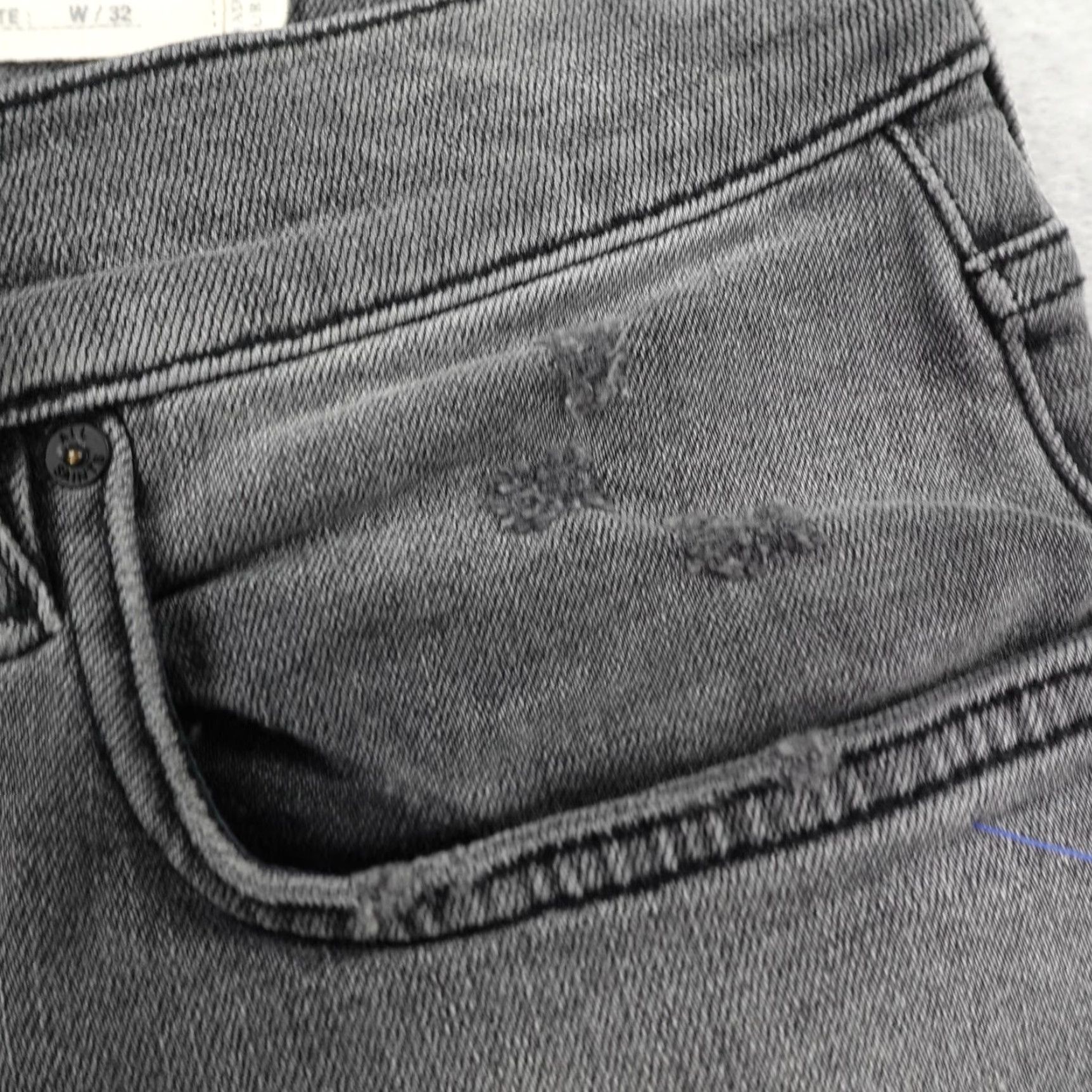 Allsaints AllSaints Cigarette Jeans Mens 32 Slim Fit Distressed Button Fly Denim Faded Gray Size US 32 / EU 48 - 5 Thumbnail