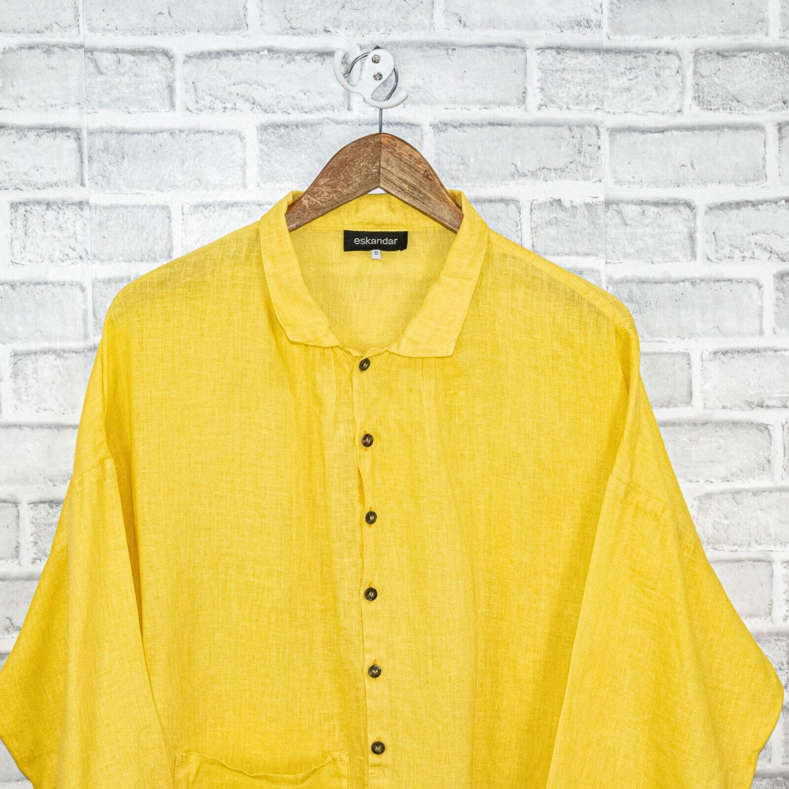 eskandar Eskandar Women's 100% Linen Boxy oversize 1/2 button Blouse Size ONE SIZE - 10 Thumbnail