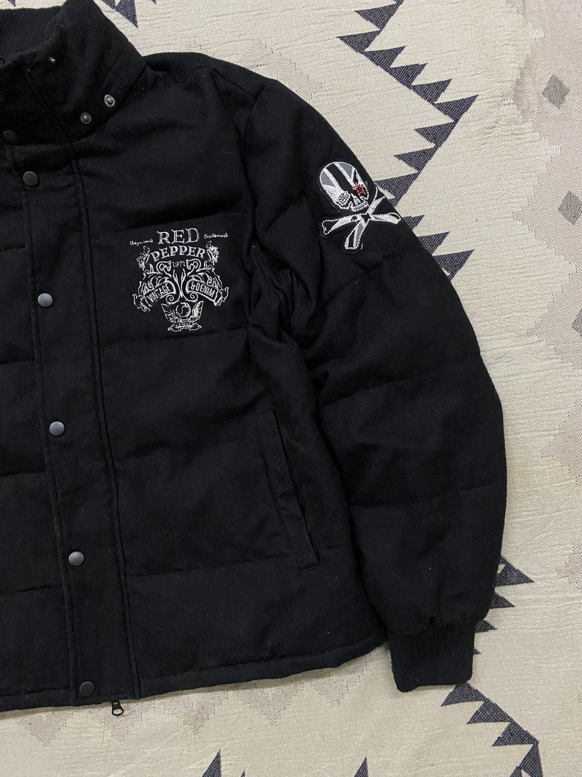 If Six Was Nine 2000s RED PEPPER WOOL PUFFER JACKET SKULL GLITTER SLEEVE Size US L / EU 52-54 / 3 - 4 Thumbnail
