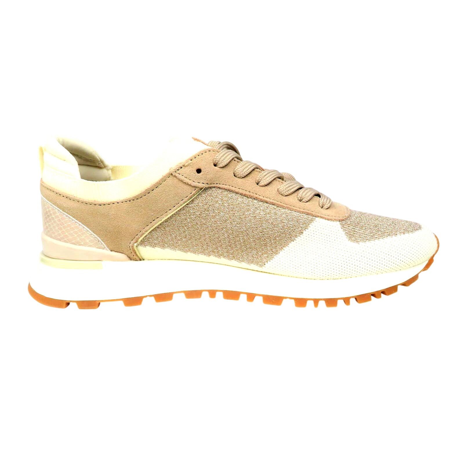 Zara ZARA Cream Sparkly Stretchable Fabric Lace Up Sneakers Size US 10 / IT 40 - 4 Thumbnail