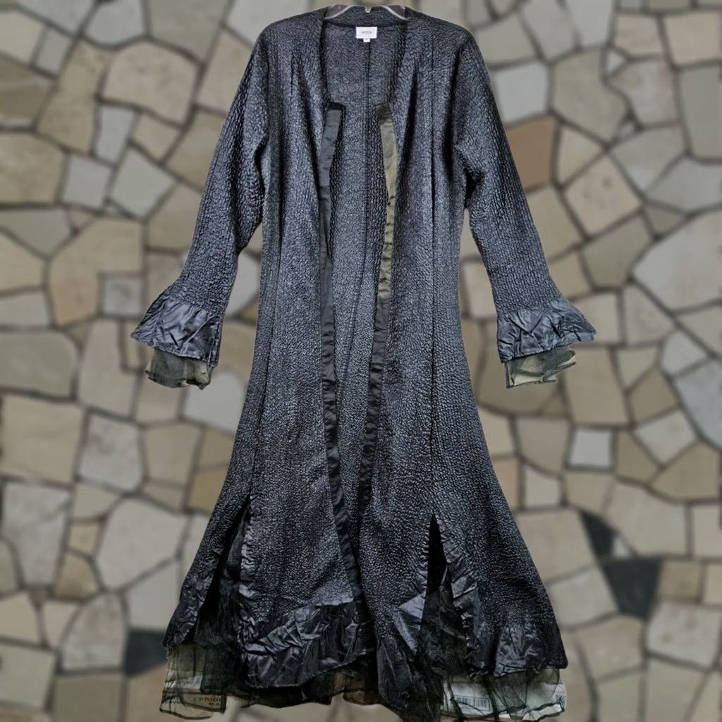 Vintage Mina Silk Blend Robe Kaftan Black Chiffon Goth One Size Womens Silk Blend One Size Black Kaftan Robe Size ONE SIZE - 1 Thumbnail