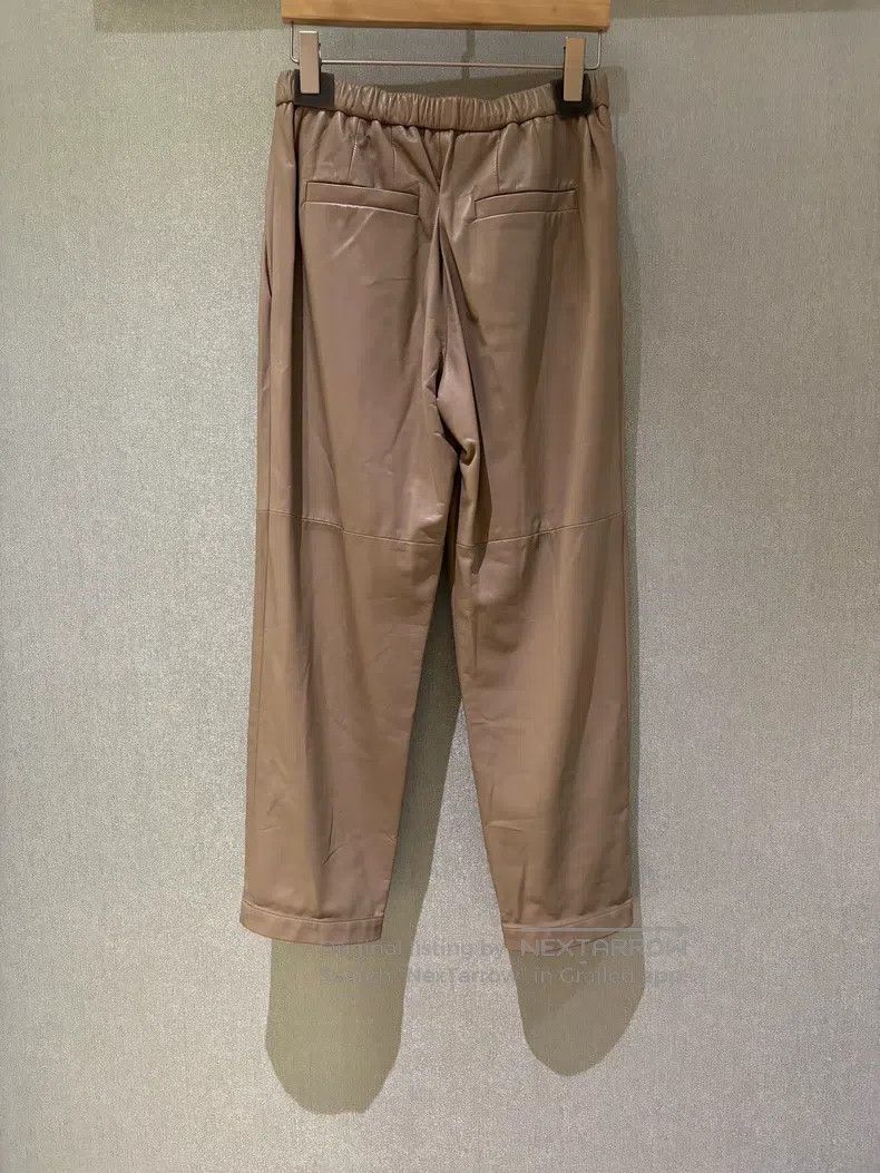 Brunello Cucinelli Brunello Cucinelli 2023 Autumn-Winter Beige Leather Pants Size 26" / US 2 / IT 38 - 2 Thumbnail
