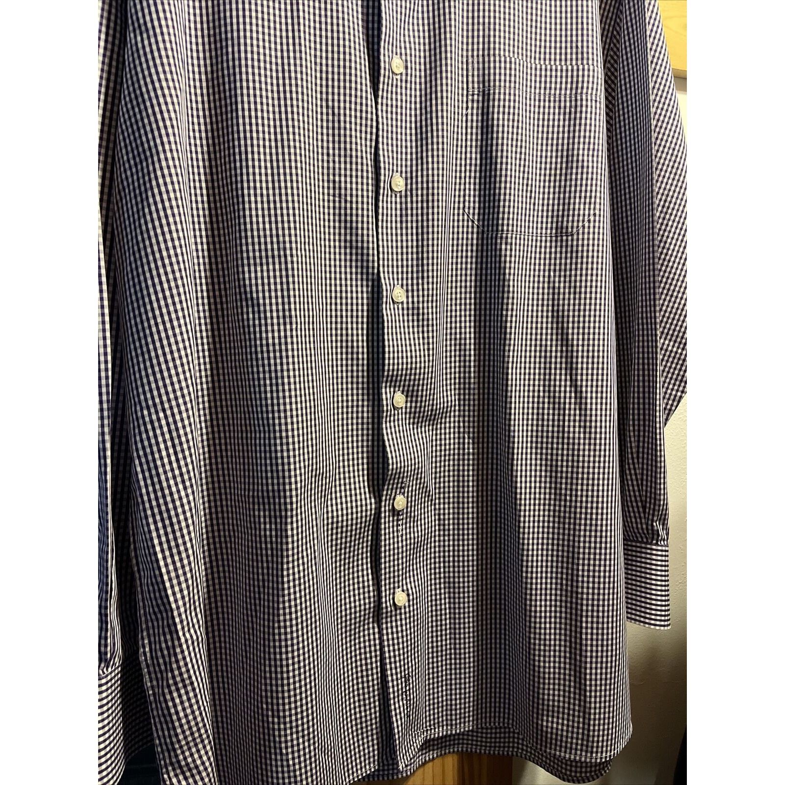 Nordstrom John W Nordstrom 17.5 35 Purple Check LS Egypt Cotton Shirt Size US XXL / EU 58 / 5 - 6 Thumbnail