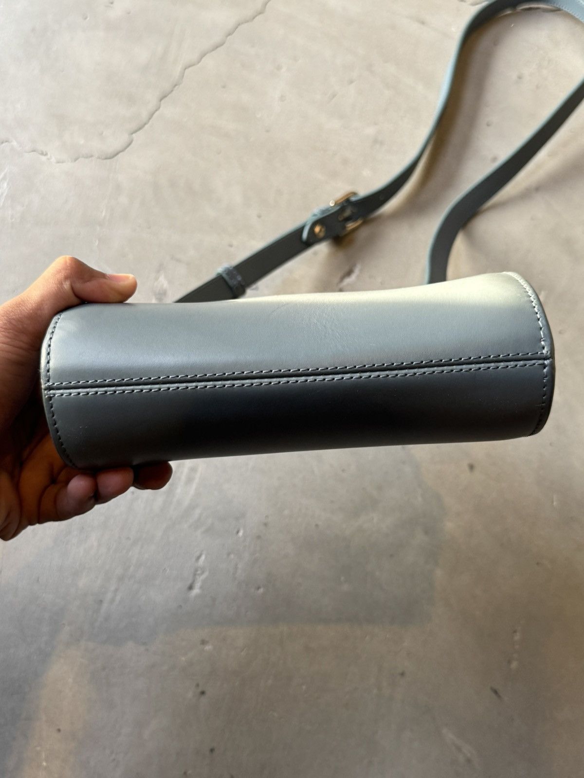 A.P.C. A.P.C. Mini Half Moon Embossed Leather Bag | Light blue Size ONE SIZE - 7 Thumbnail