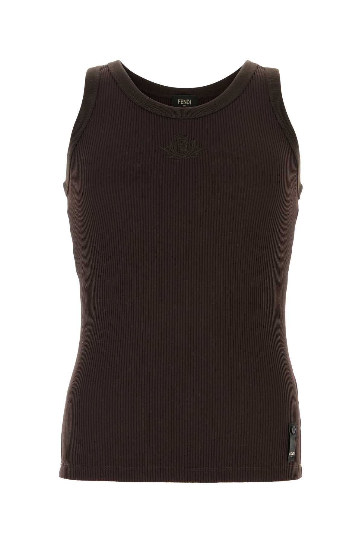 Fendi Brown Stretch Nylon Tank Top Size US M / EU 48-50 / 2 - 1 Thumbnail