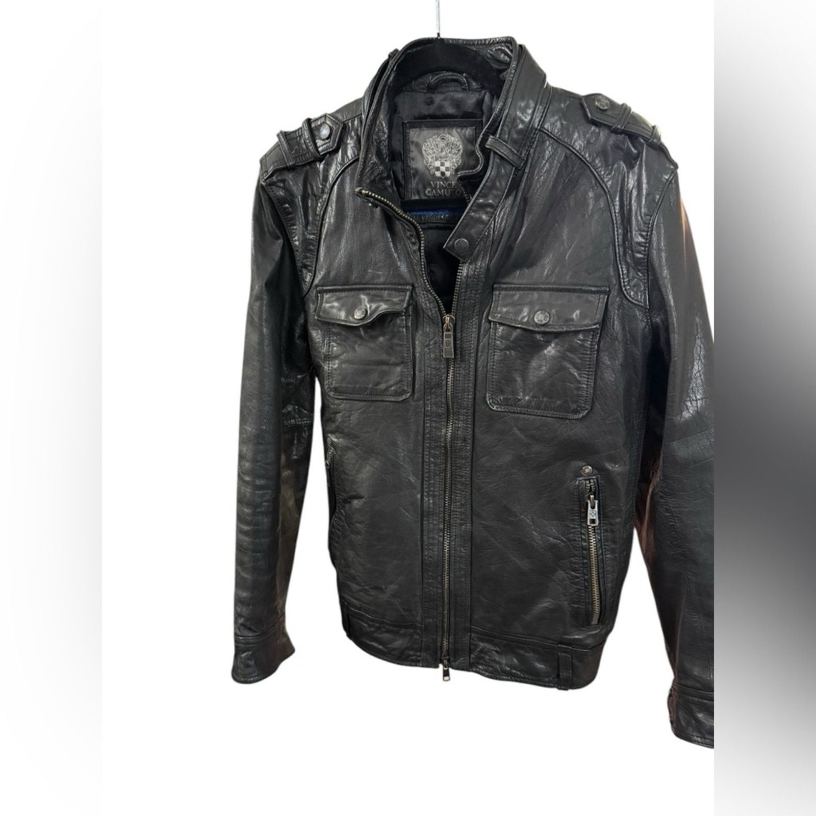 Vince Camuto Vince Camuto Mens Motorcycle Jacket Leather Size US S / EU 44-46 / 1 - 4 Thumbnail