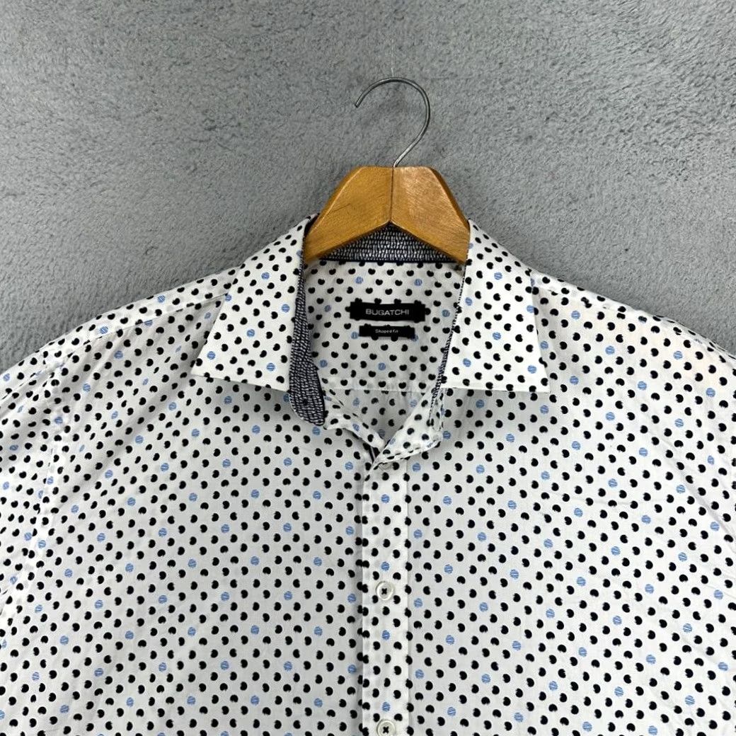 BUGATCHI VINTAGE Bugatchi Button Up Shirt Mens XL Snow White Black Polka Dot Shaped Fit Casual Size US XL / EU 56 / 4 - 7 Thumbnail