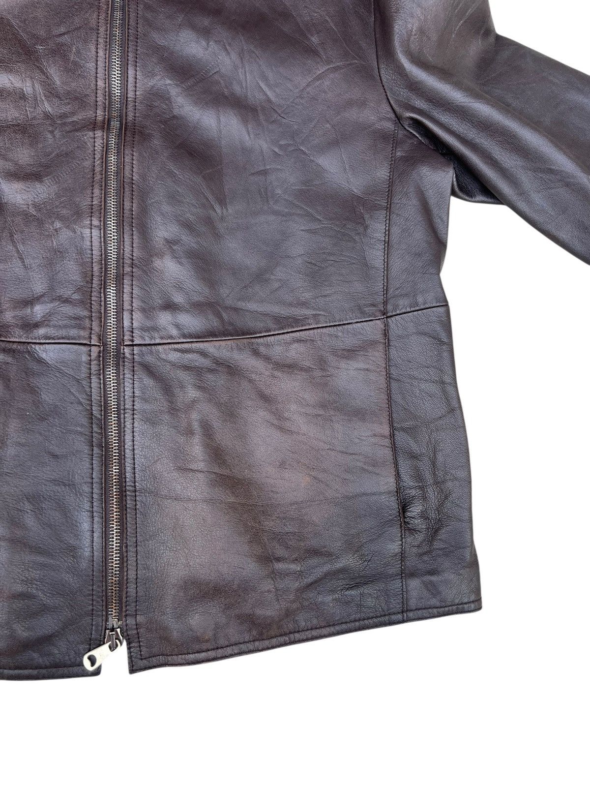Emporio Armani Vintage Emporio Armani Faded Patina Leather Racer Jacket Size US M / EU 48-50 / 2 - 11 Thumbnail