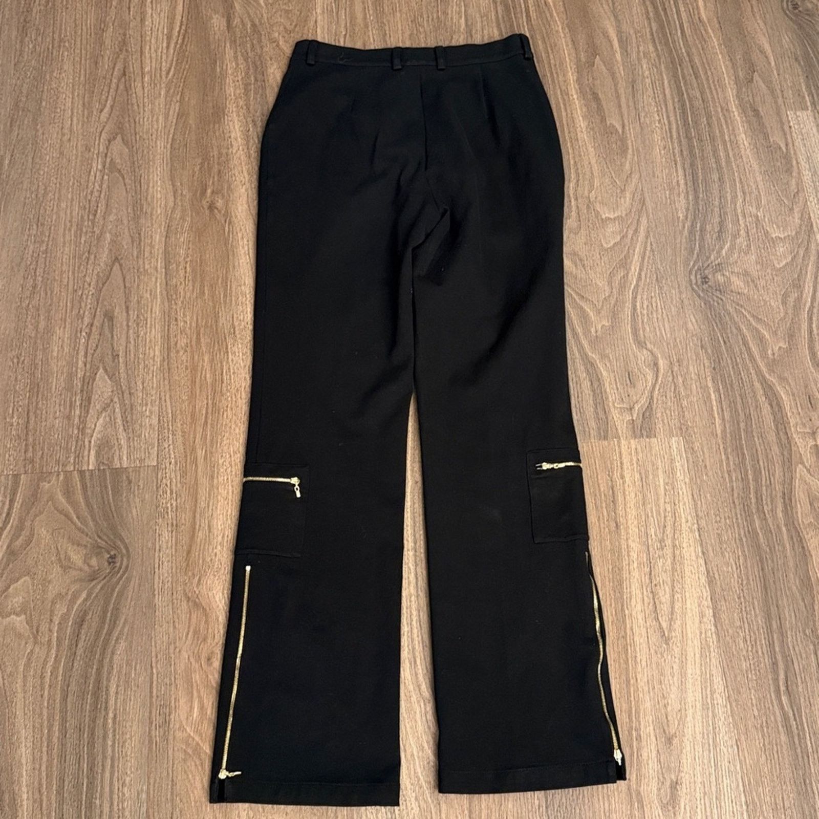 St. John St. John Black Trousers with Gold Zipper Detail Size 28" / US 6 / IT 42 - 8 Thumbnail