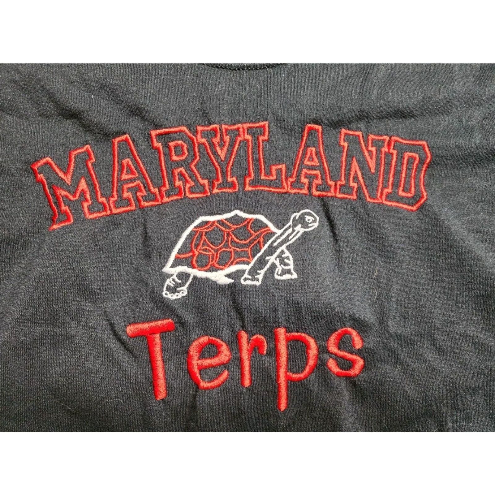 Jerzees VINTAGE 90s Jerzees Black XL Maryland Terrapins Embroidered T-Shirt NCAA Mens Size US XL / EU 56 / 4 - 2 Thumbnail