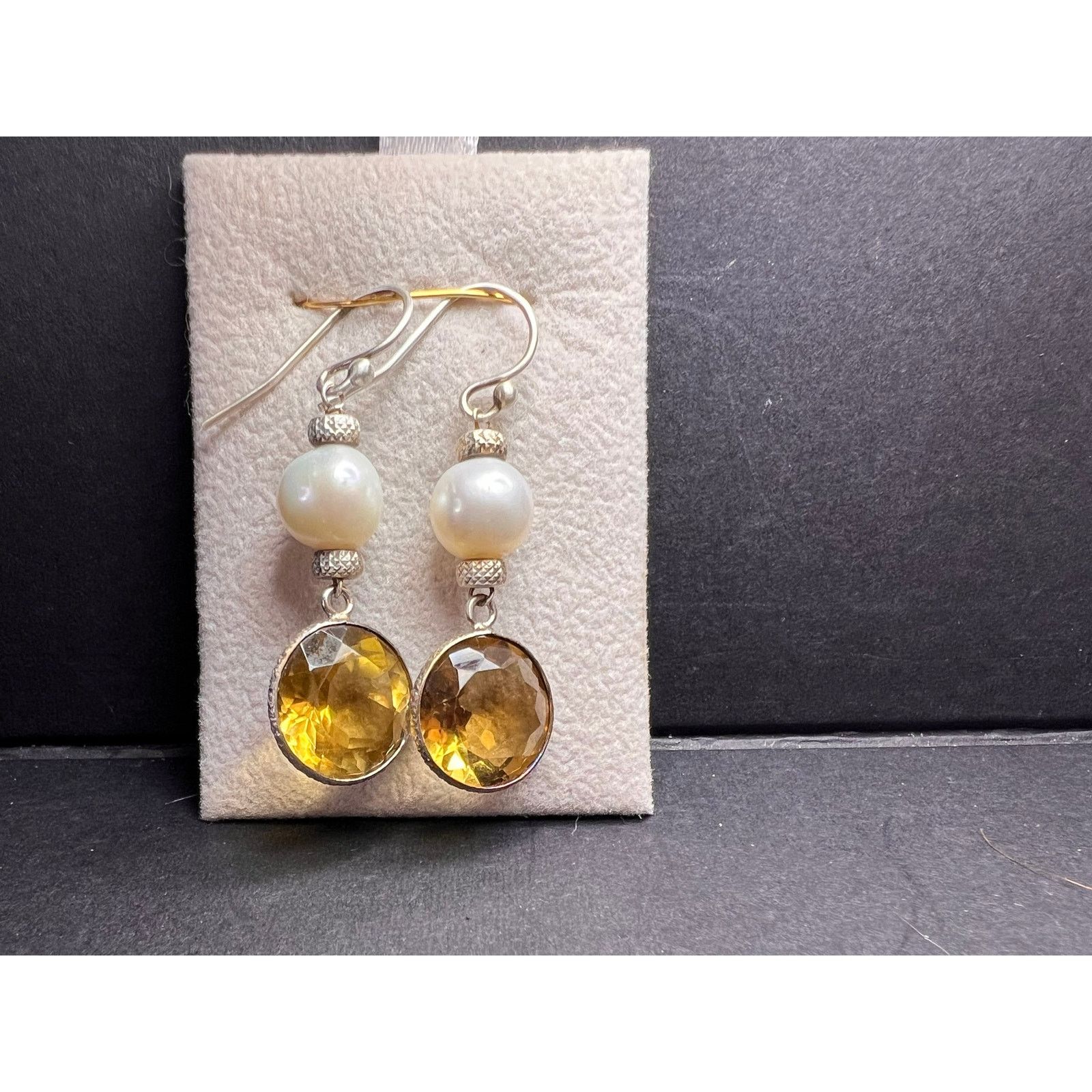 Other Citrine and pearl sterling silver dangle earrings Size ONE SIZE - 20 Thumbnail