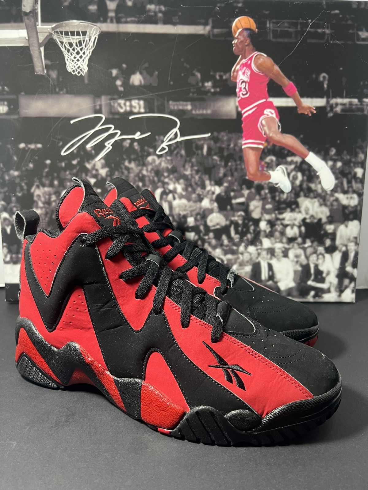 Reebok Streetwear Vintage Reebok Kamikaze II 2 Black Red Shawn Kemp V44410 SZ 11.5 Grailed