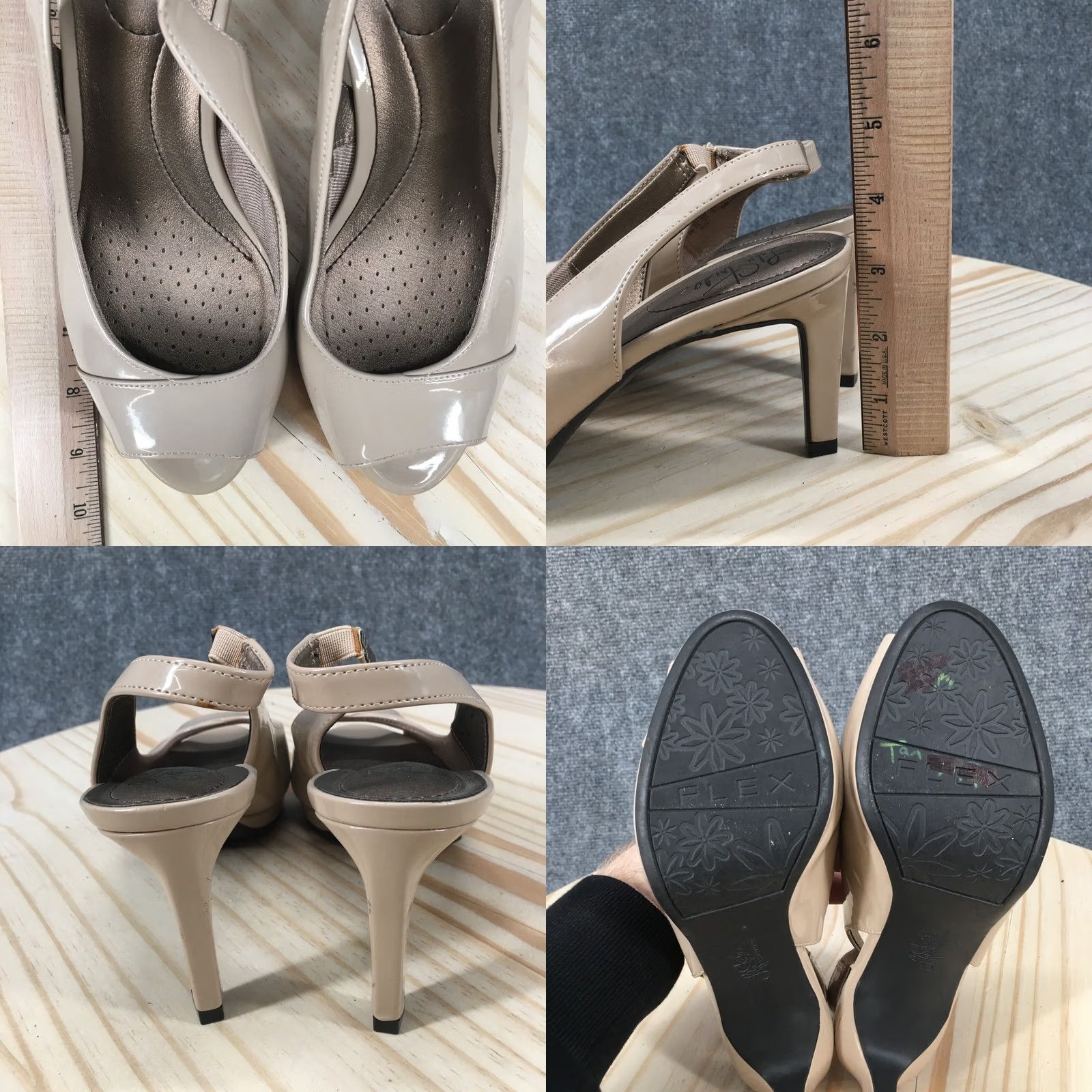 Vintage LifeStride Heels Womens 7.5 Invest Slingback Tan Faux Patent Leather Stiletto Size US 8 / IT 38 - 8 Thumbnail