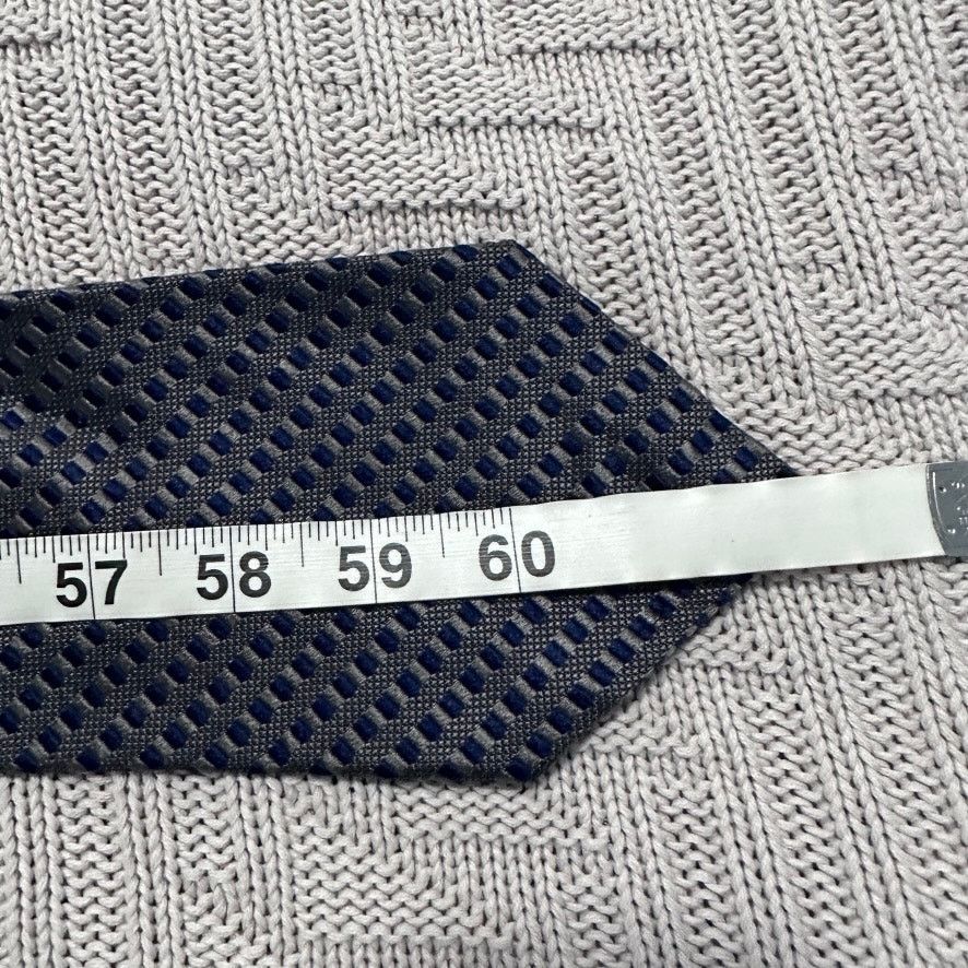 Faconnable Faconnable navy and silver woven basketweave silk tie Size ONE SIZE - 4 Thumbnail