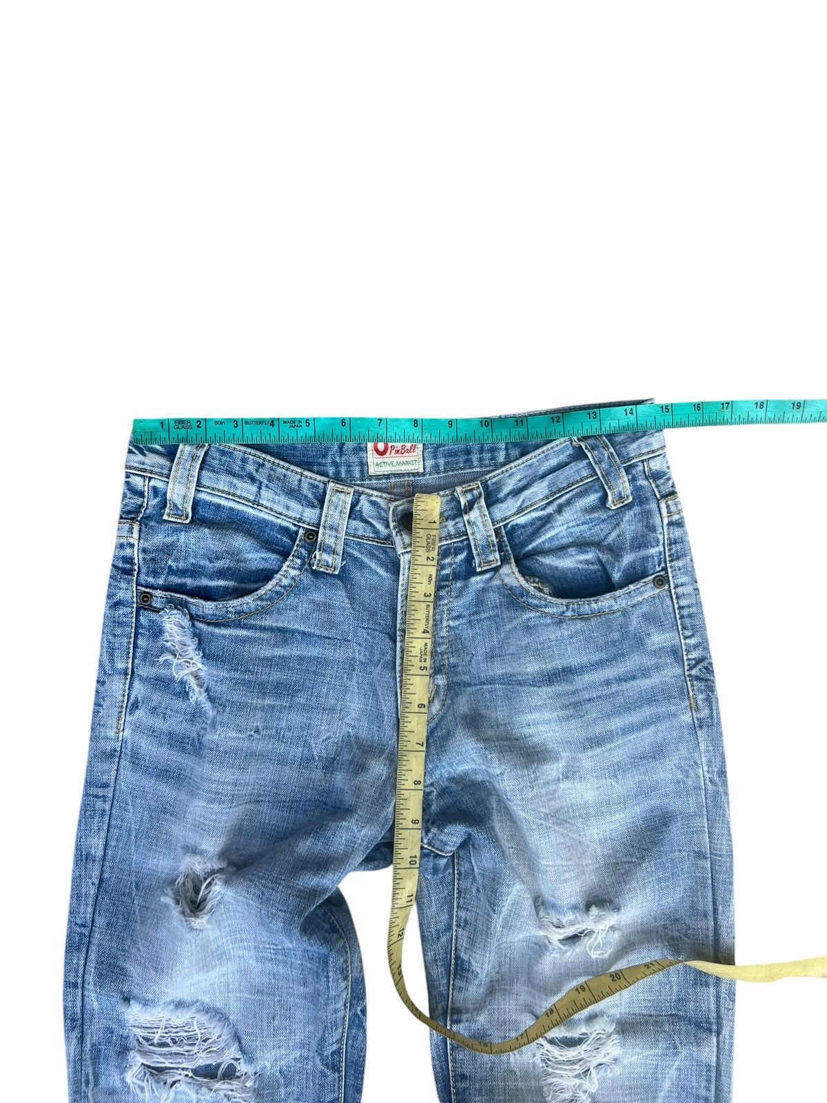 Japanese Brand Dirty Mud Ozz-First PinBall Distress Rip Denim Flare Jeans Size US 29 - 2 Thumbnail