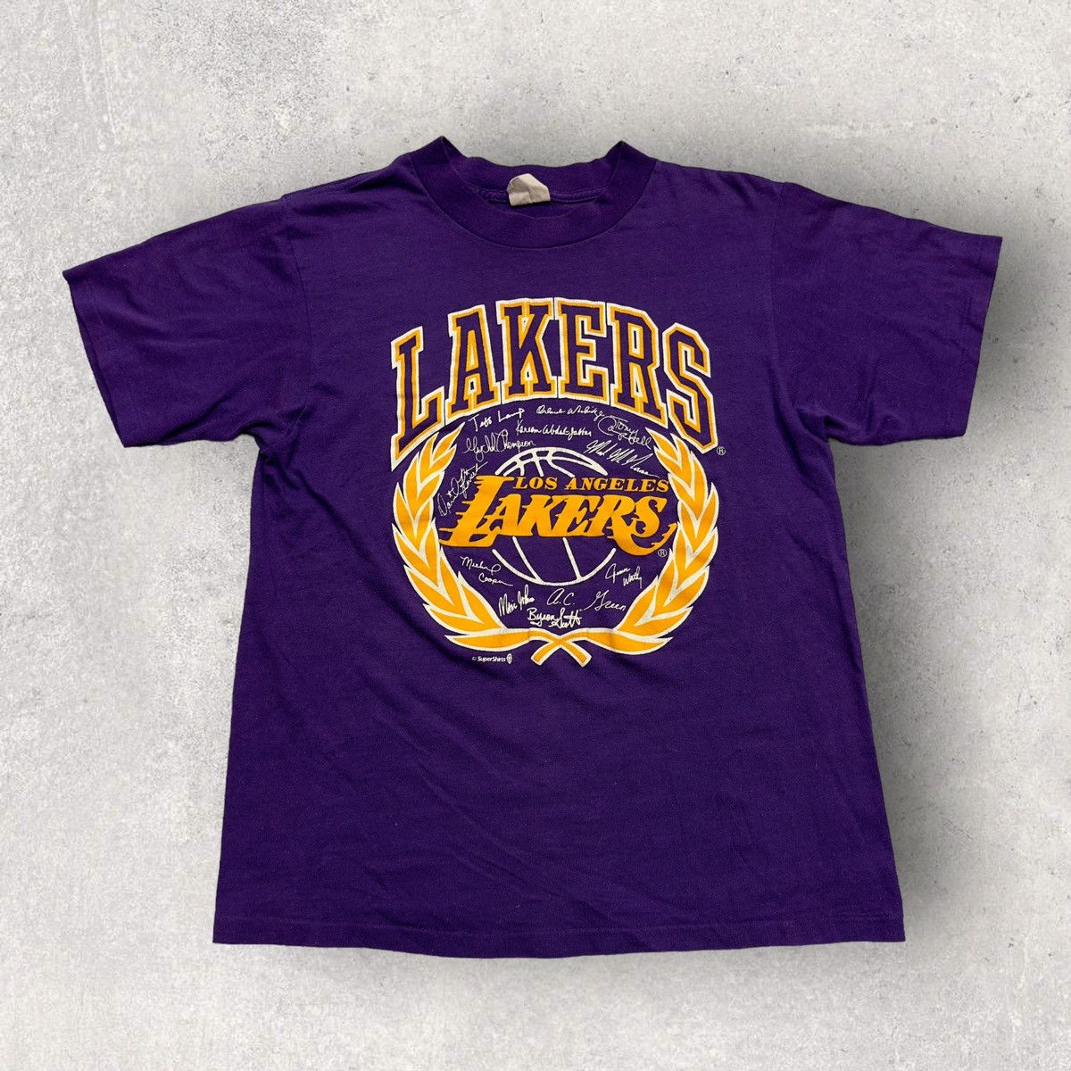 トップス VINTAGE LOS ANGELES LAKERS T-SHIRT Los Angeles Lakers Chrome Vintage Tubular Short Sleeve Tee
