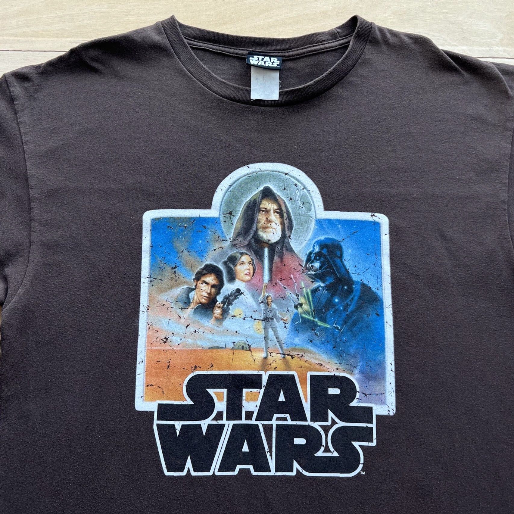 Vintage VINTAGE Star Wars Shirt XL Brown Darth Vader Obi Wan Skywalker 90s Movie Graphic Print T-Shirt Mens Size US XL / EU 56 / 4 - 3 Thumbnail