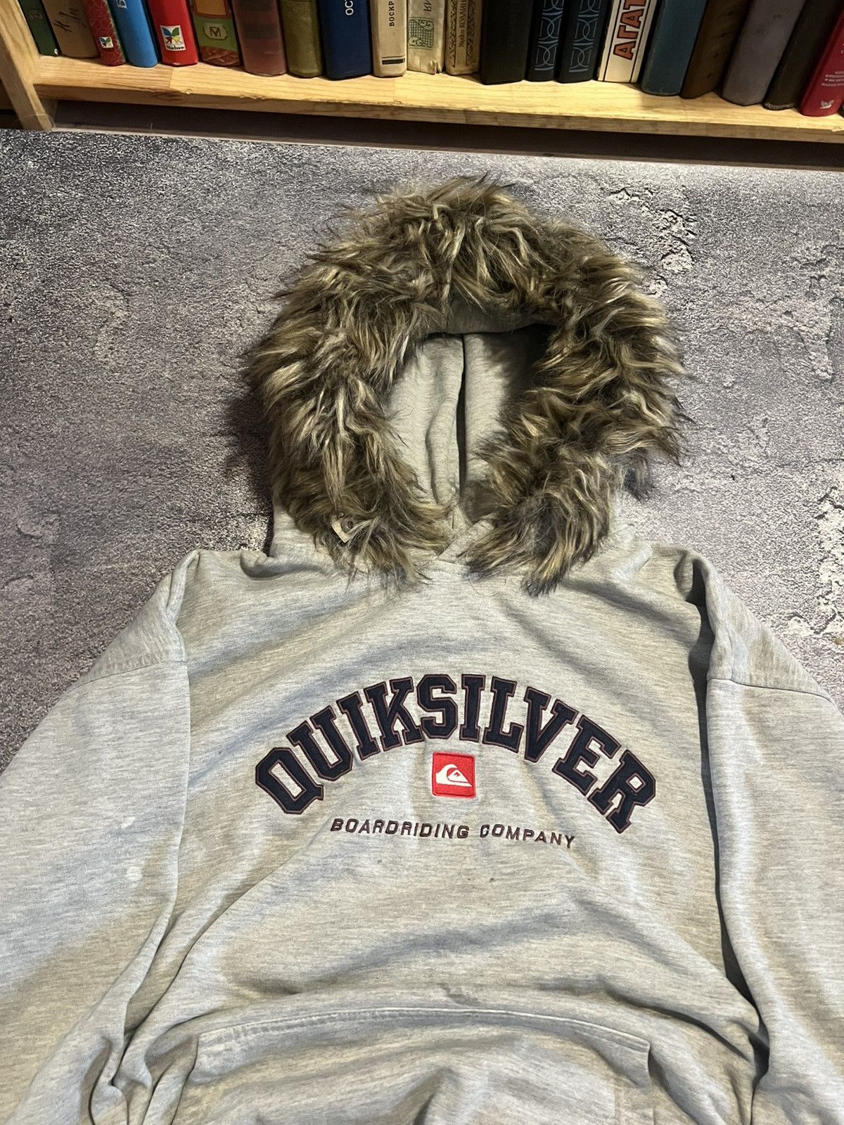 Vintage Y2K Distressed With Fur Hoodie / Archive Gray Faded Grunge Size US L / EU 52-54 / 3 - 3 Thumbnail