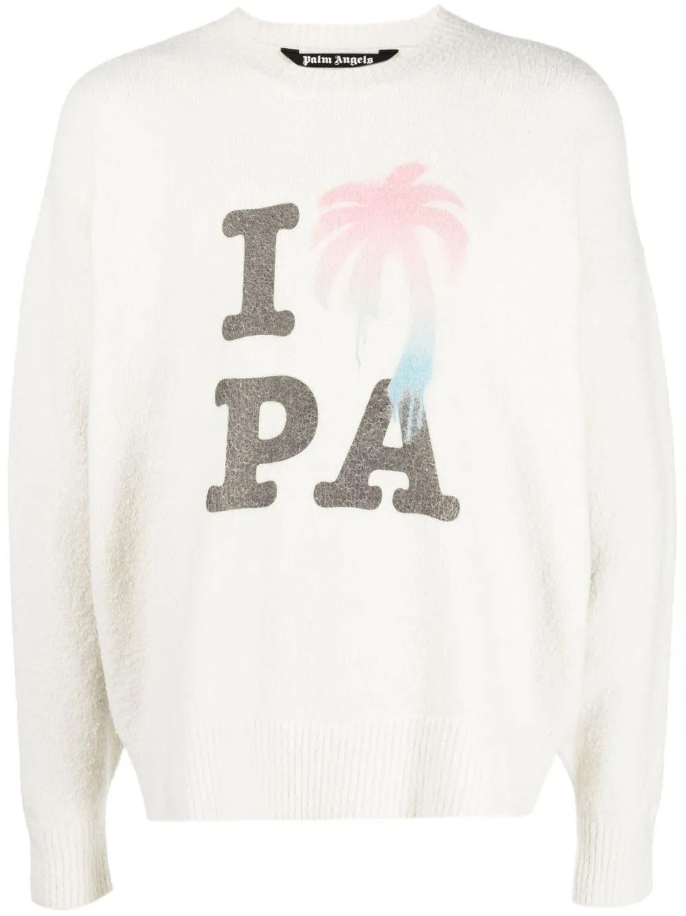 Palm Angels o1y0325 Logo Crewneck Sweater in White Size US S / EU 44-46 / 1 - 1 Thumbnail