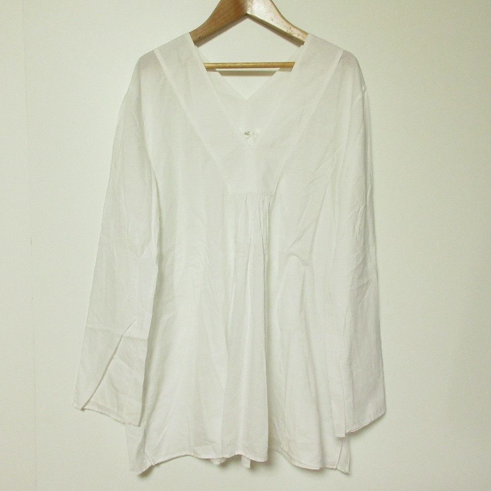 Other 45 45R V Neck Gathered Long Sleeve Blouse Textile Tops DUTY FREE for USA Size ONE SIZE - 1 Thumbnail